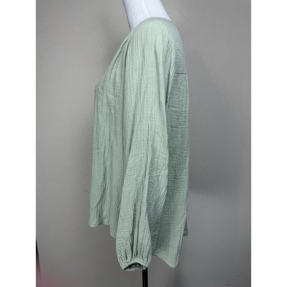 Entro Women's Blouse Sz M Button Up Long Sleeves Green Classic Casual - Picture 7 of 12